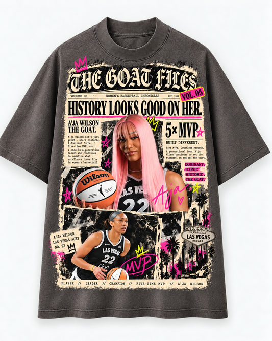A'ja Wilson "The GOAT Files" 5× MVP BOXY Tee